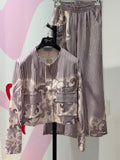 Missy Paisley Glitzer Set – Blazer & Hose Creme-Lila
