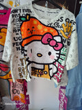 T+Tang Shirt Hello Kitty Orange Weiß – Glitzer Strass