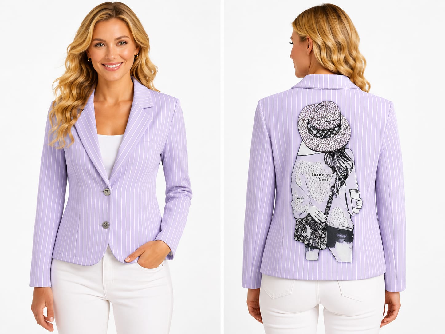 Missy Blazer Lila Nadelstreifen "Thank You, Next" | Gr. 46