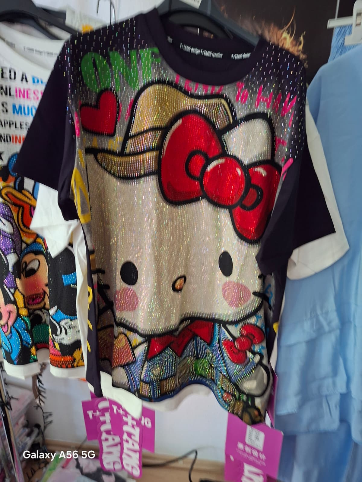T+Tang Shirt Hello Kitty Schwarz – Glitzer Strass