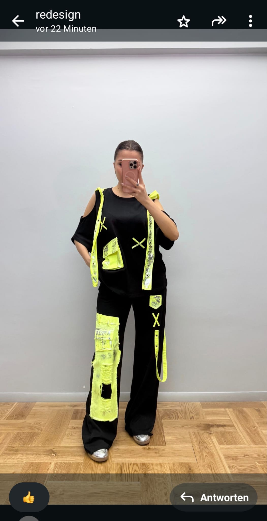 Re-Design Set Schwarz-Neongelb – Oversize Zweiteiler !