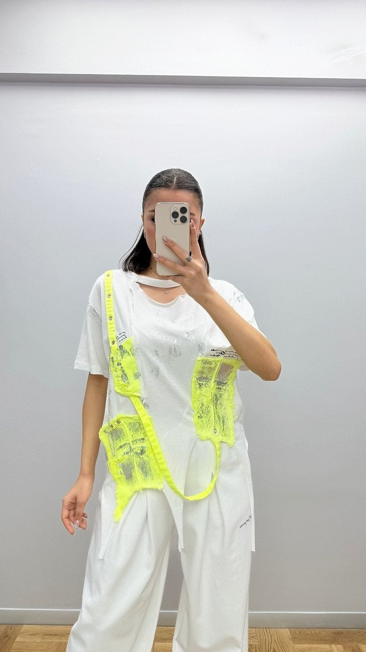 Re-Design Shirt Lemon Green – Cut-Outs | 100% Baumwolle | Gr. 36–46