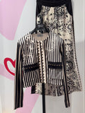Missy Schwarz-Weiß Streifen Set – Blazer & Hose