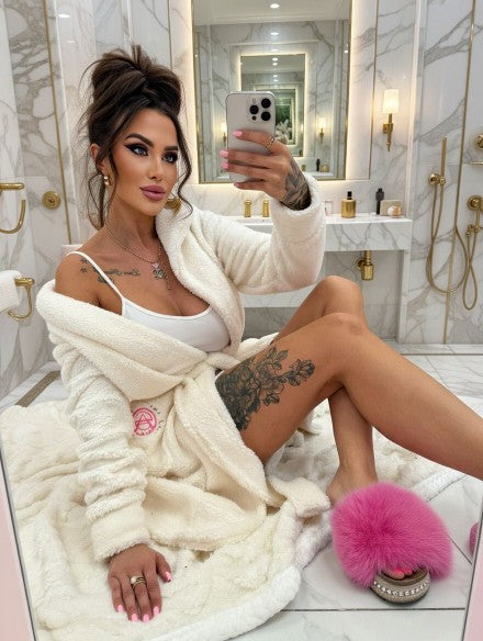 Damen Morgenmantel Kuschelig mit Kapuze - Oversize