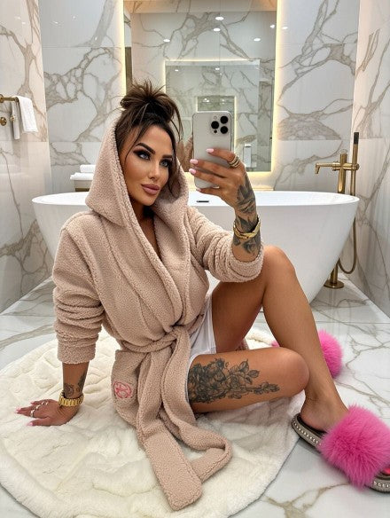 Damen Morgenmantel Kuschelig mit Kapuze - Oversize Pink Mania