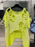 Re Design Destroyed Neon Shirt Gelb