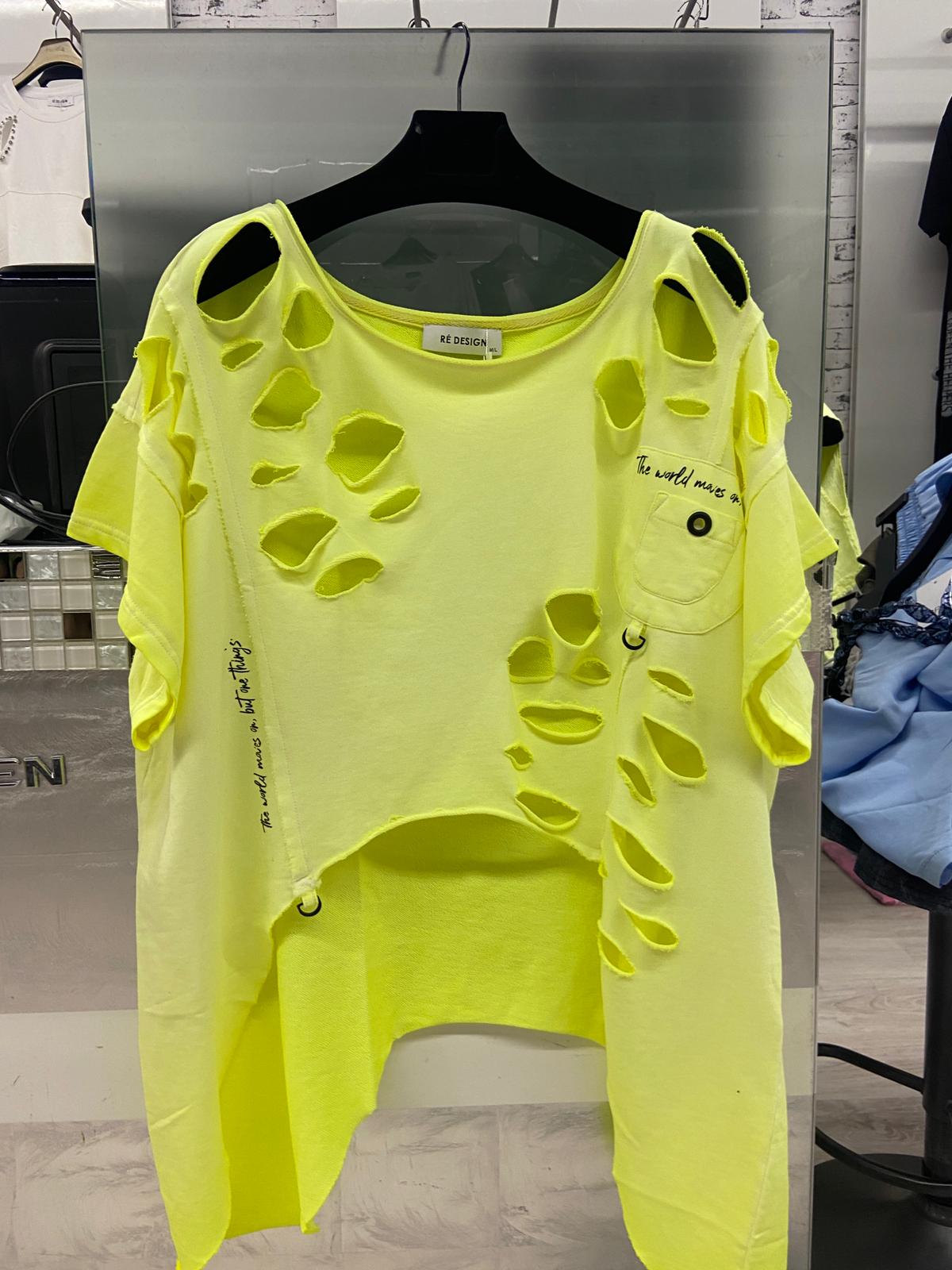 Re Design Destroyed Neon Shirt Gelb