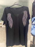Pepper Fashion Engelsflügel Shirt Schwarz mit Strass