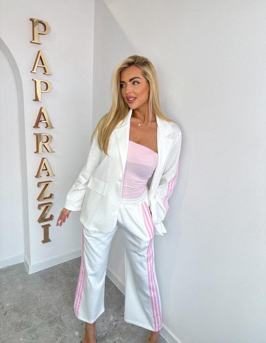 Paparazzi Hosenanzug Weiß-Rosa