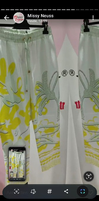 Sommer-Zweiteiler Weiß-Gelb mit Glitzersteinen - Missy