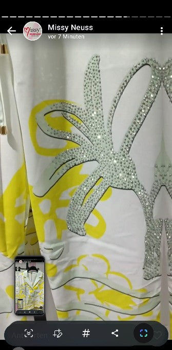 Sommer-Zweiteiler Weiß-Gelb mit Glitzersteinen - Missy