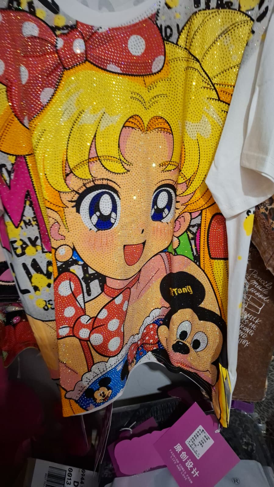 T·Tang Glitzer Shirt Sailor Moon & Mickey XL