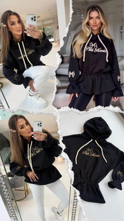 Damen Hoodie 100% Baumwolle mit Stickerei