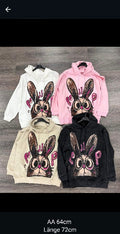 Damen Hoodie Pailletten Hase