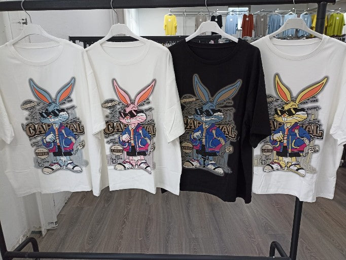 Damen Shirt Hase Strasssteine