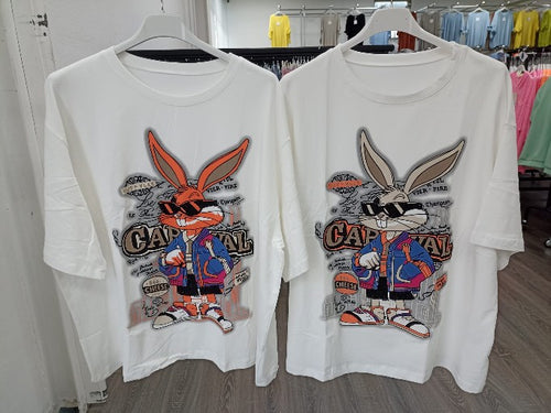 Damen Shirt Hase Strasssteine – CARNIVAL Design | 4 Farben | Gr. 36–44