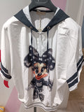 Missy 2-Teiler Minnie Mouse – Schwarz-Weiß mit Glitzer & Strasssteinen | Hoodie & Hose | Gr. 36–44