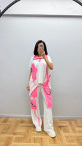 Re-Design 2-Teiler Neonpink – Jeansstoff & Ketten | Oversize | Gr. 36–48