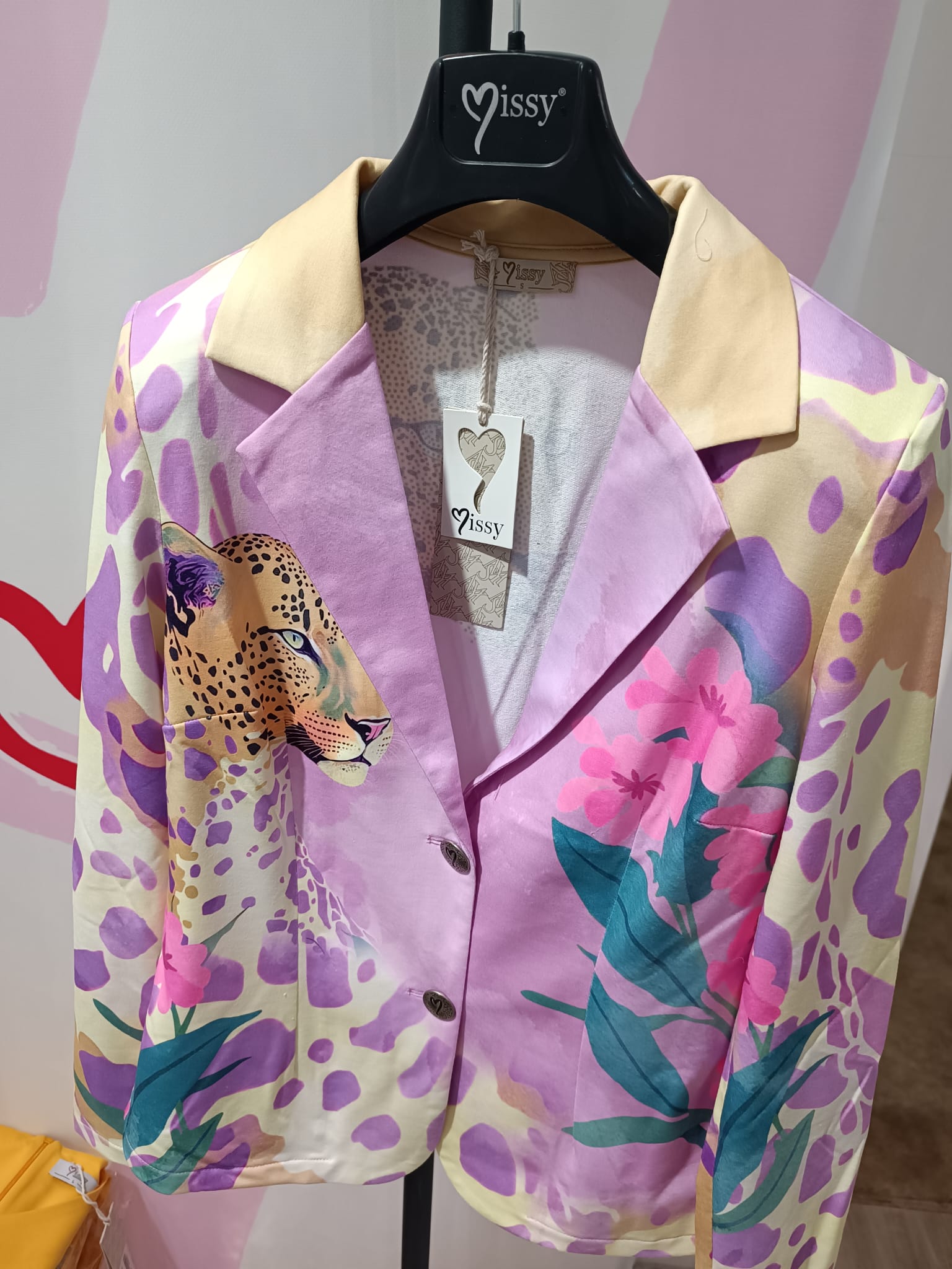 Missy Liveliebling Blazer Leoparden-Print Lila Detailansicht Glitzersteine