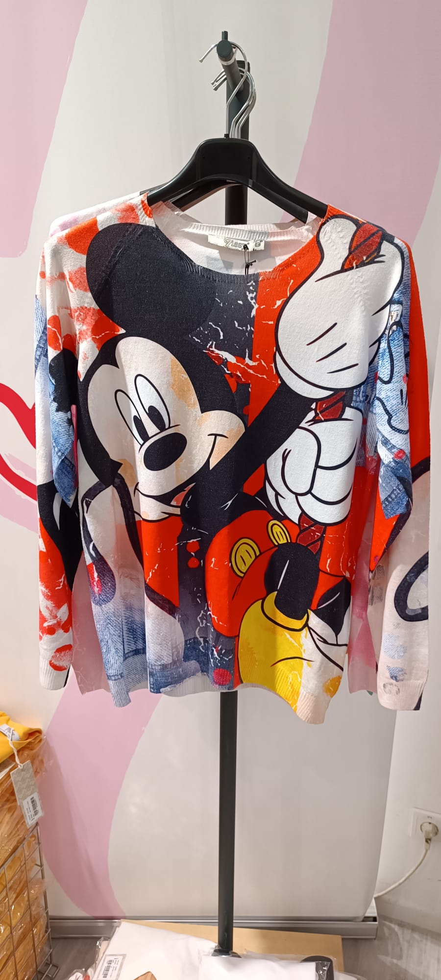 Damen Sweater Mickey Mouse - Grosser Print - Oversize Bunt