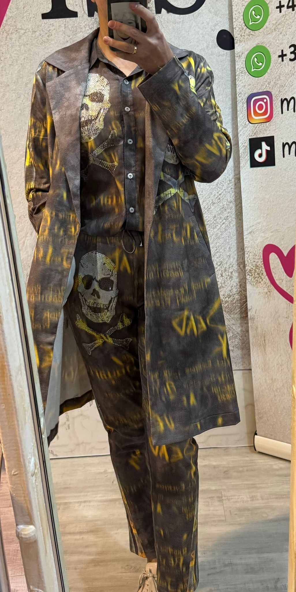 Missy 3-Teiler Skull Strasssteine Camouflage