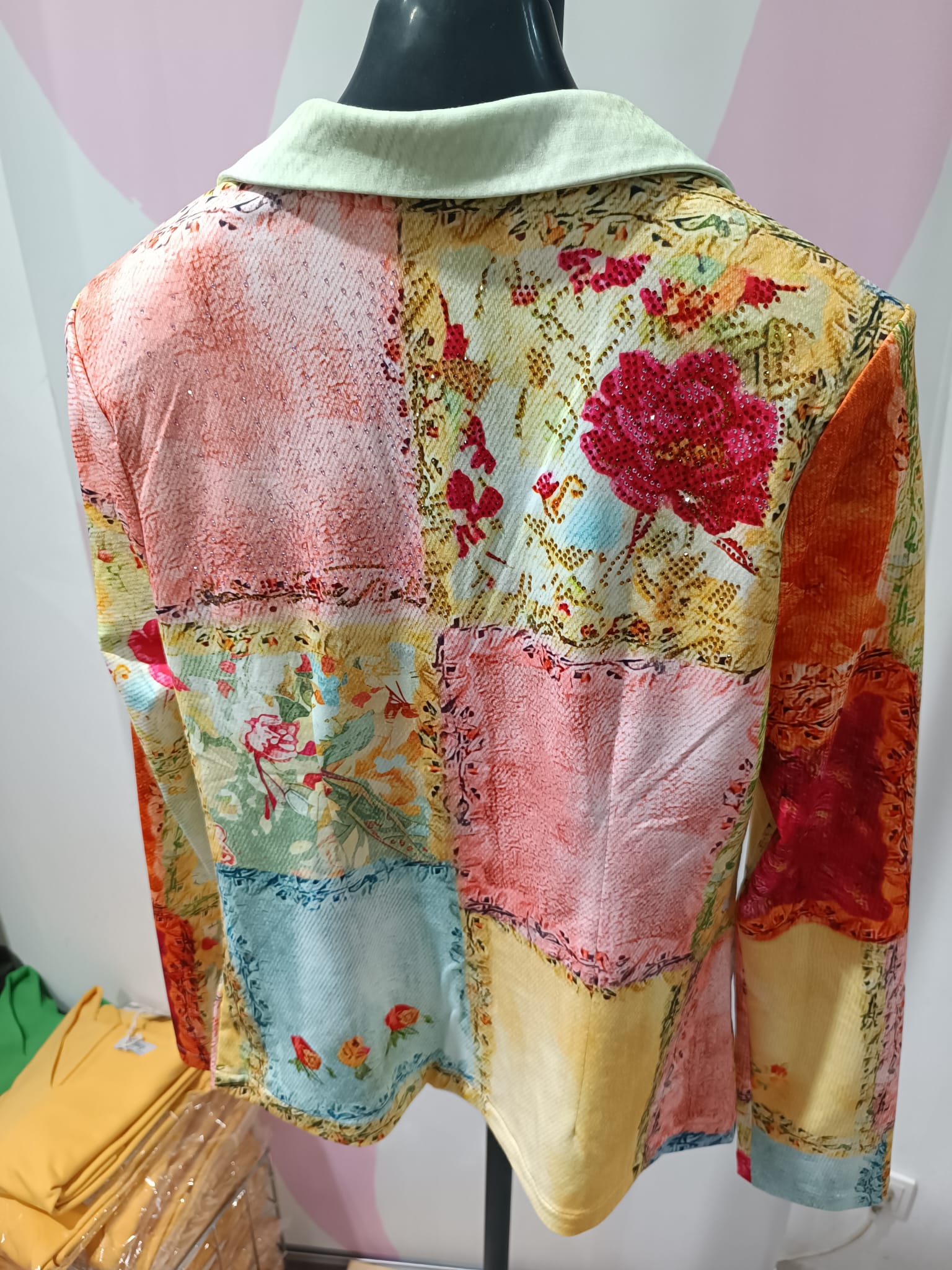 Missy 3-Teiler Sommer-Set – Bluse, Blazer & Hose im Patchwork-Look | Gr. S–XL (36–44) Sale