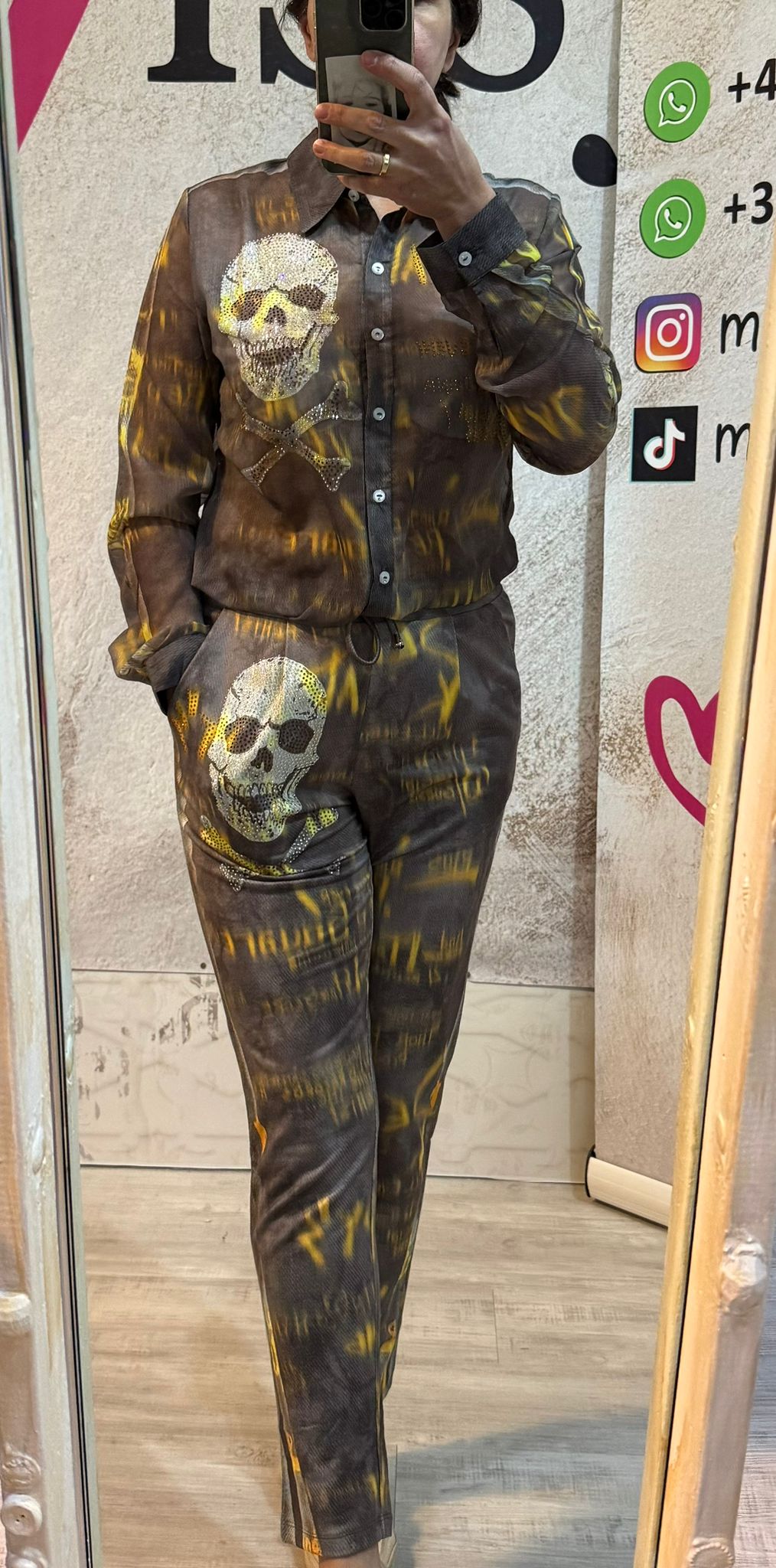 Missy 3-Teiler Skull Strasssteine Camouflage