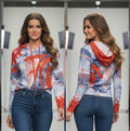 Missy Hoodie Glitzersteine Rot – Art Print | Oversize | Kapuze | Gr. 36–44