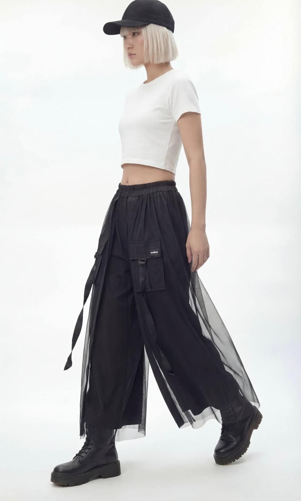 🖤 Re Design Hosenrock Schwarz – Tüll & Cargo | Gr. M (38-40)