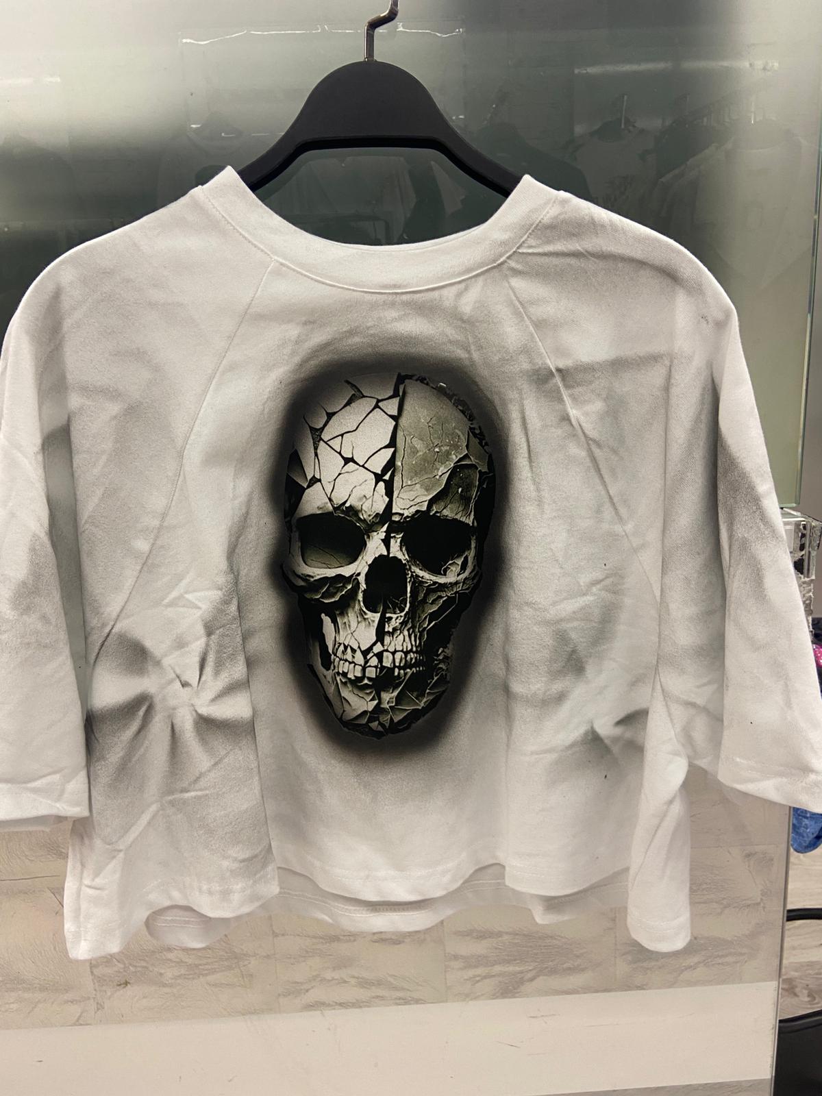 Re Design Skull Airbrush Shirt Weiß