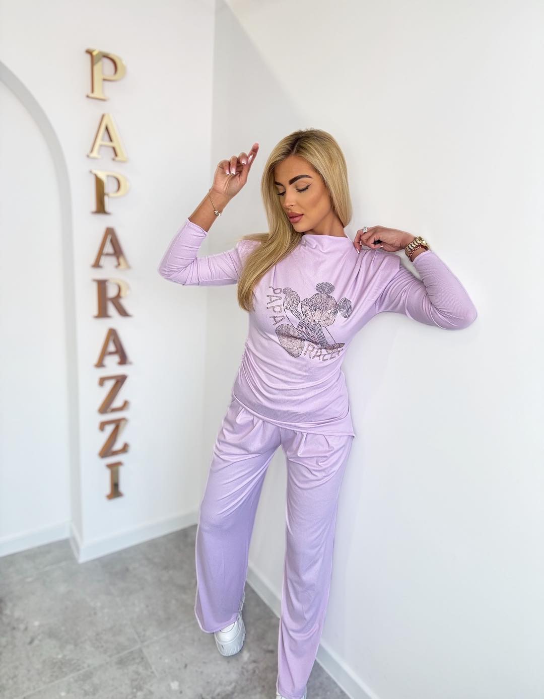 Damen Anzug Paparazzi - Lila mit Mickey Mouse Glitzersteinen