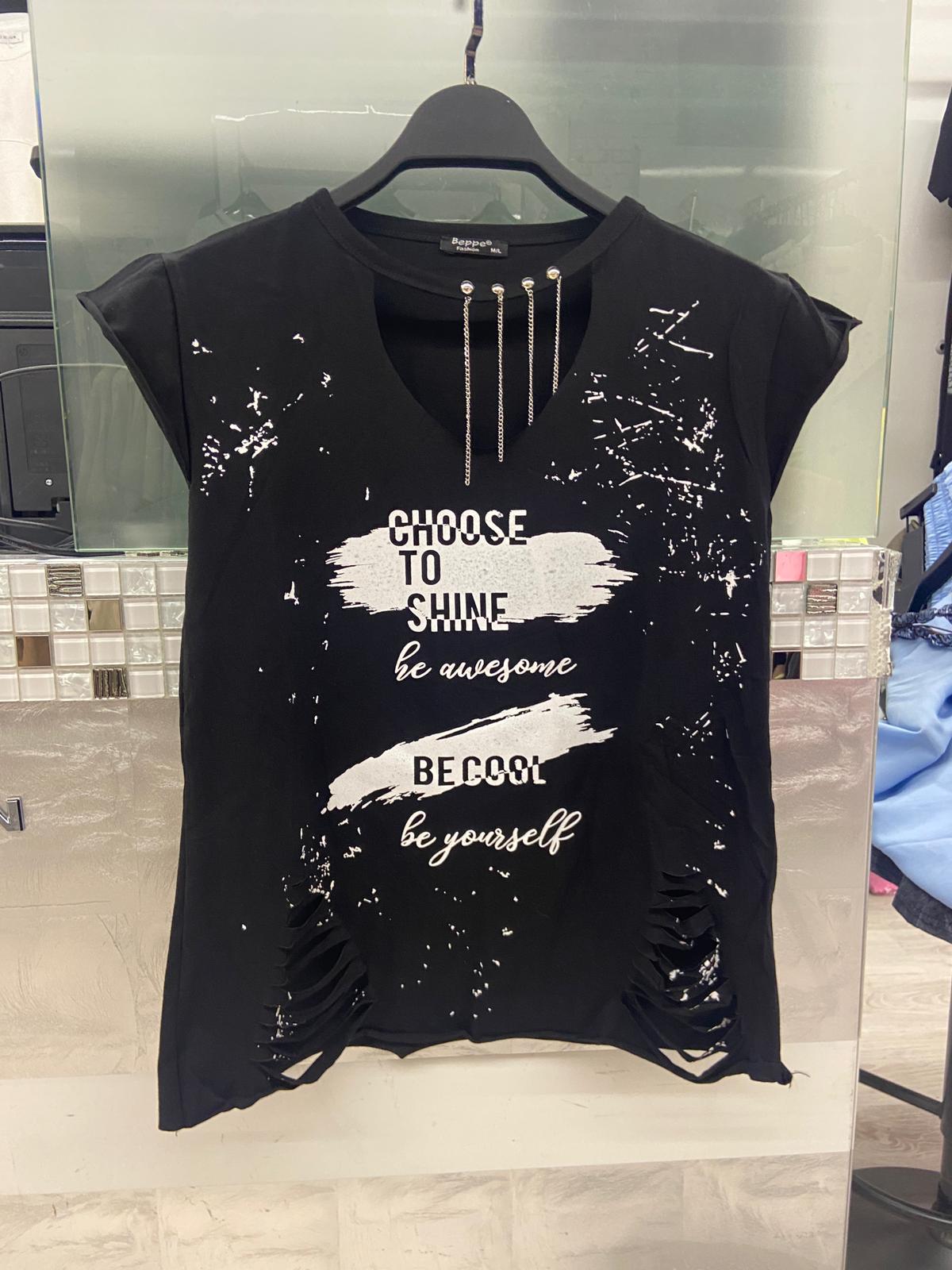 Pepper Fashion Choose to Shine Shirt Schwarz
