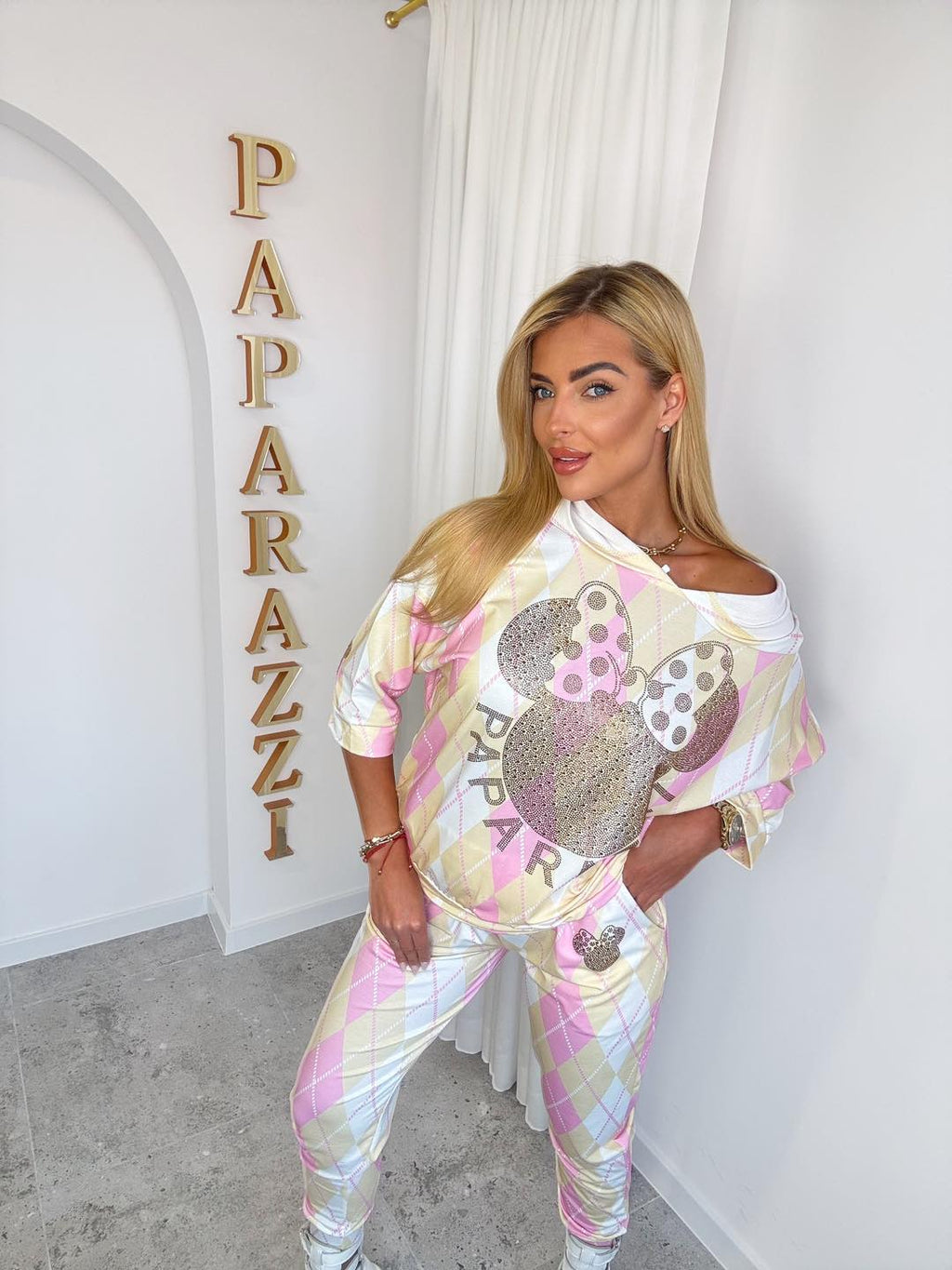 Damen 2-Teiler Paparazzi - Mickey mit Strasssteinen Süß & Verspielt