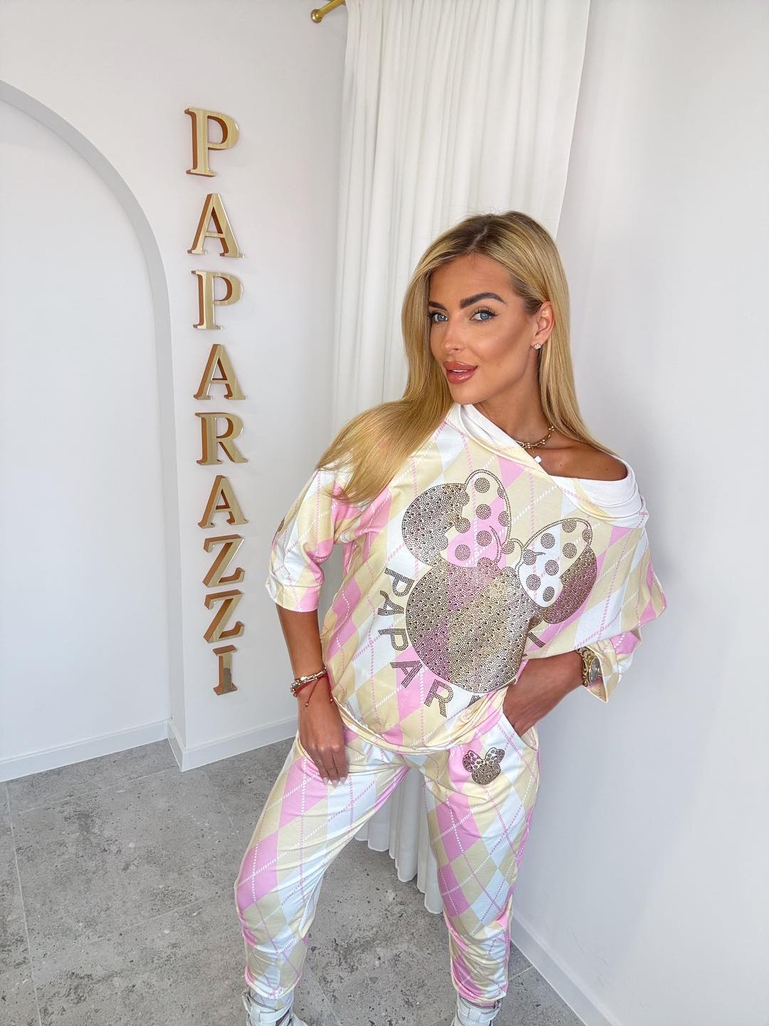 Damen 2-Teiler Paparazzi - Mickey mit Strasssteinen Süß & Verspielt