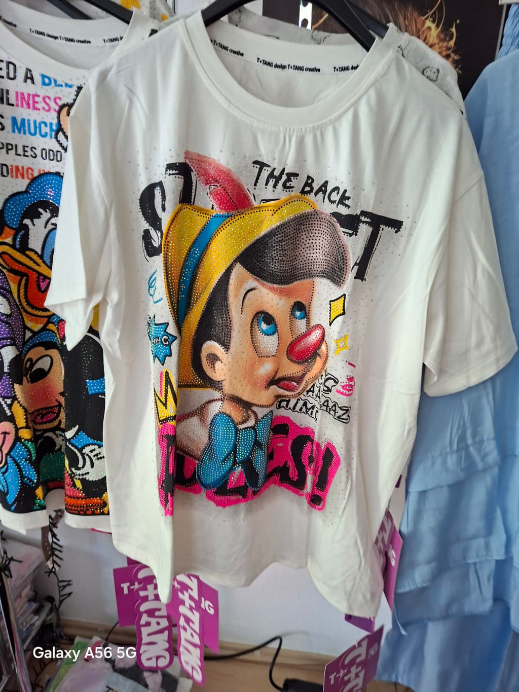 T+Tang Shirt Pinocchio Weiß – Glitzer Strass