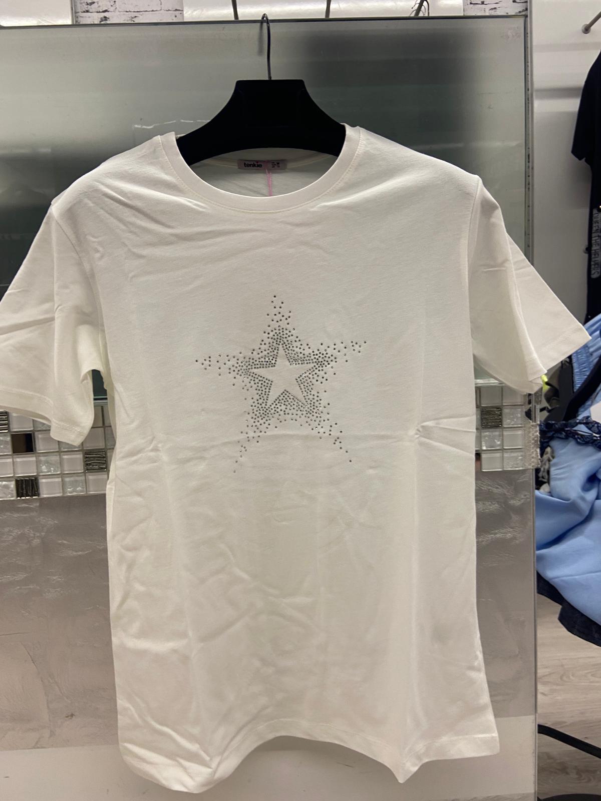 Tenkii Stern Shirt Weiß mit Strass