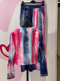 Missy Tie-Dye Glitzer Set – Blazer & Hose Pink-Blau