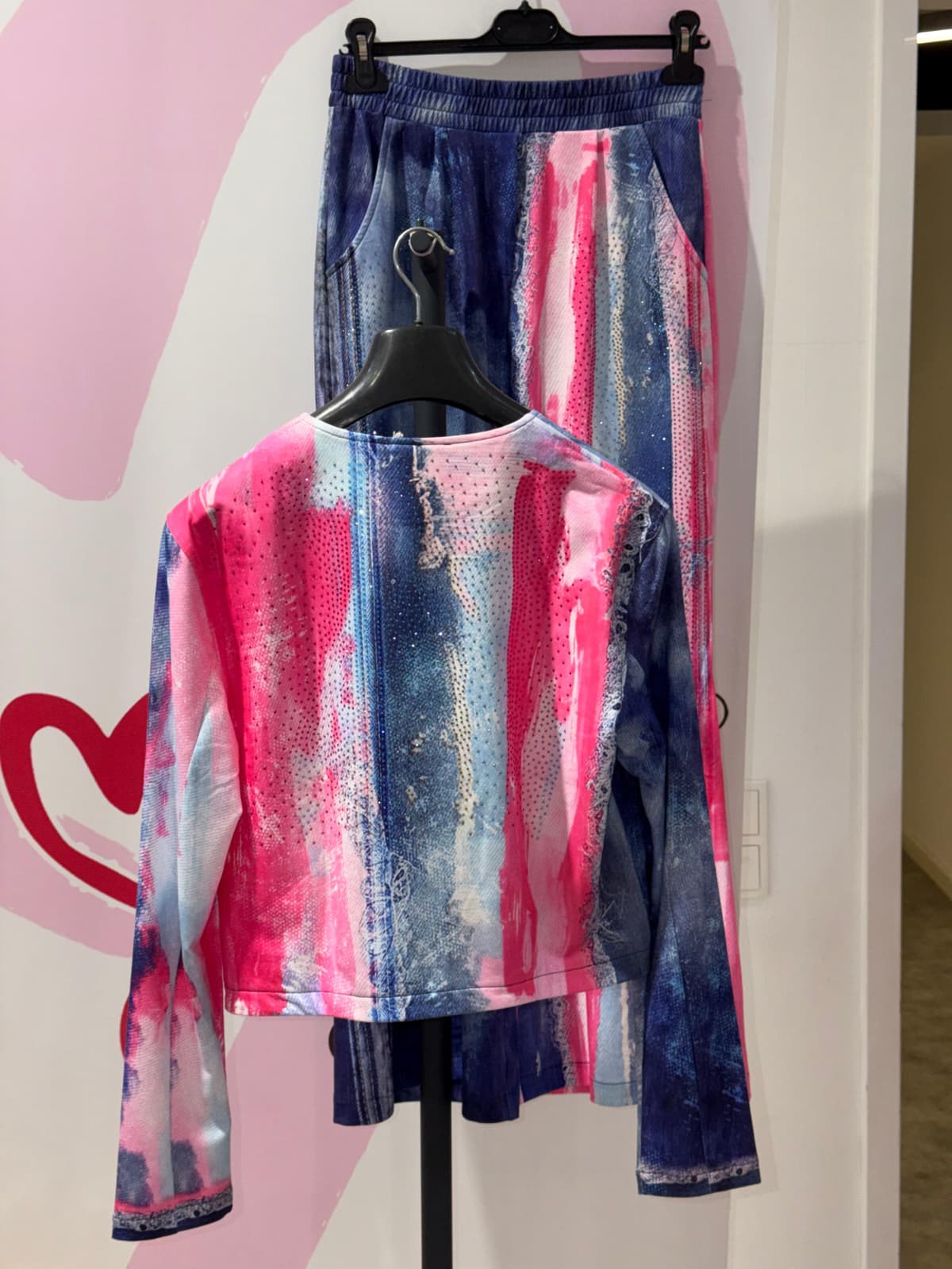 Missy Tie-Dye Glitzer Set – Blazer & Hose Pink-Blau