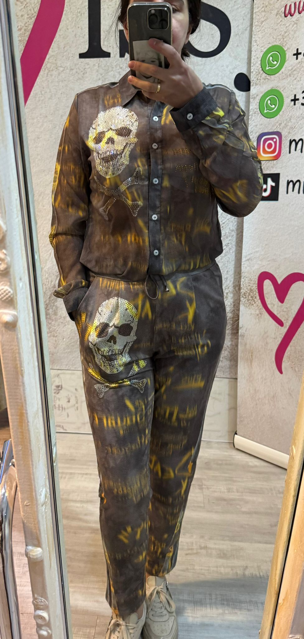 Missy 3-Teiler Skull Strasssteine Camouflage