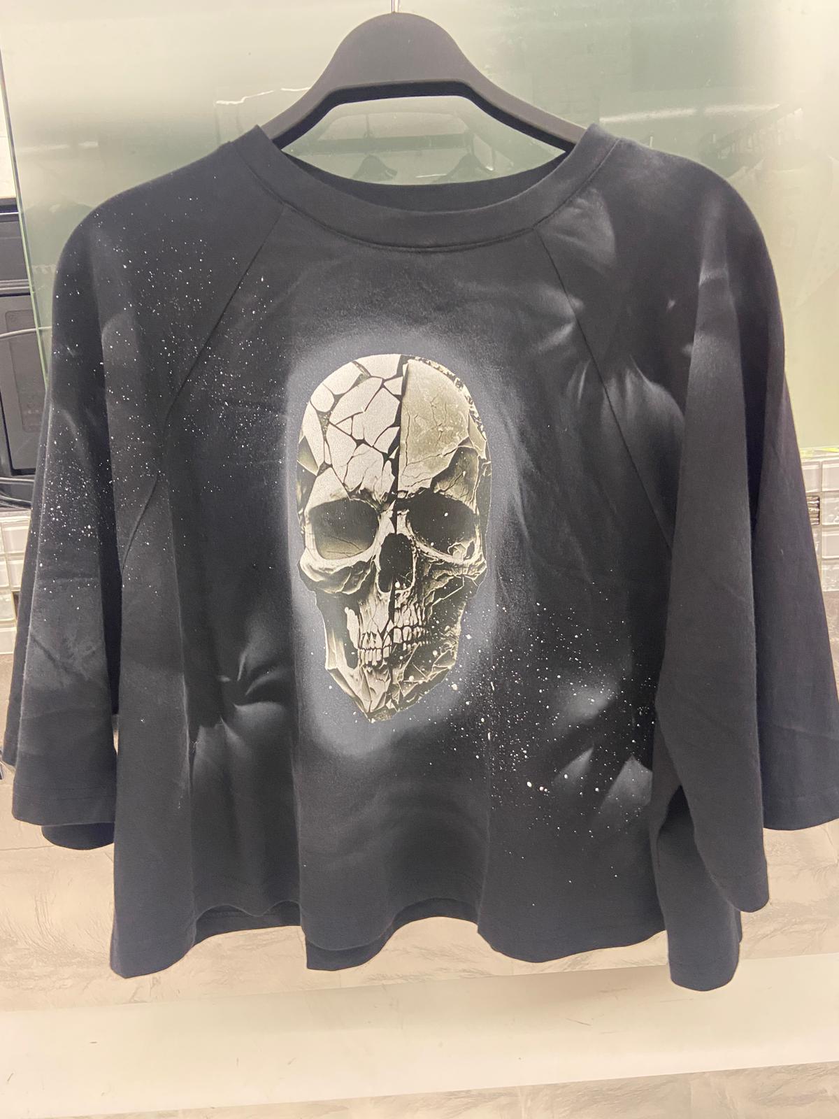 Re Design Skull Glitzer Shirt Schwarz