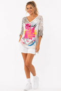 Missy Shirt Wasserfallkragen Glitzer | Gr. L