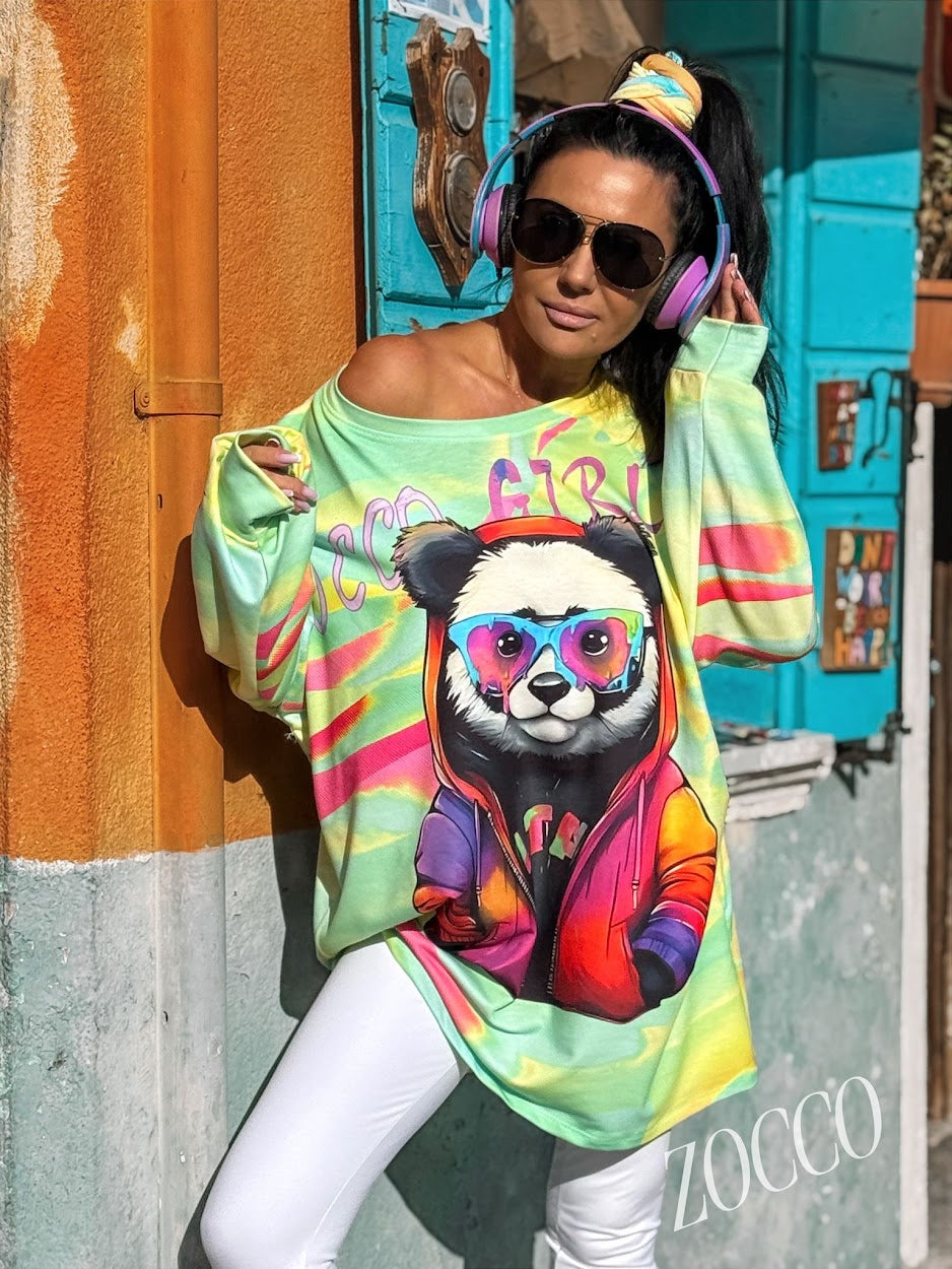 Butterstoff Sweater Neonfarben Panda - KENNLERNANGEBOT