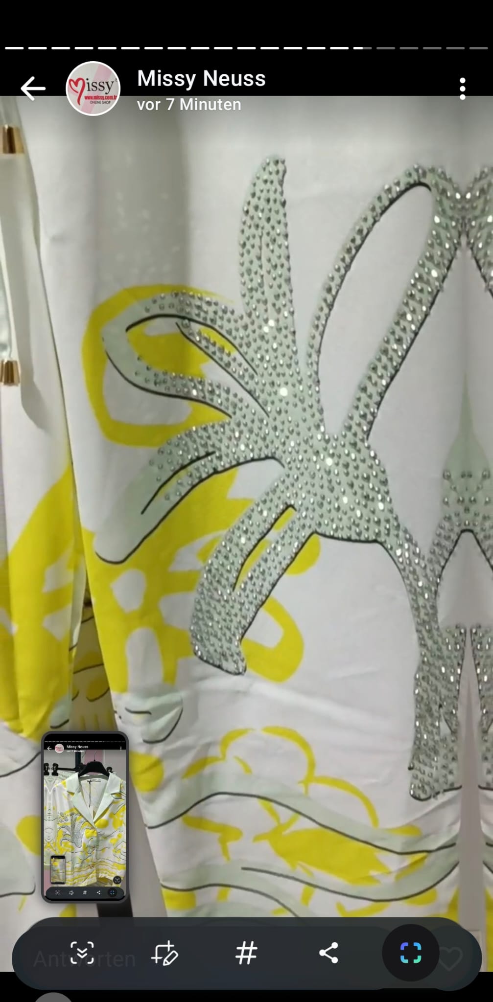 Sommer-Zweiteiler Weiß-Gelb mit Glitzersteinen - Missy