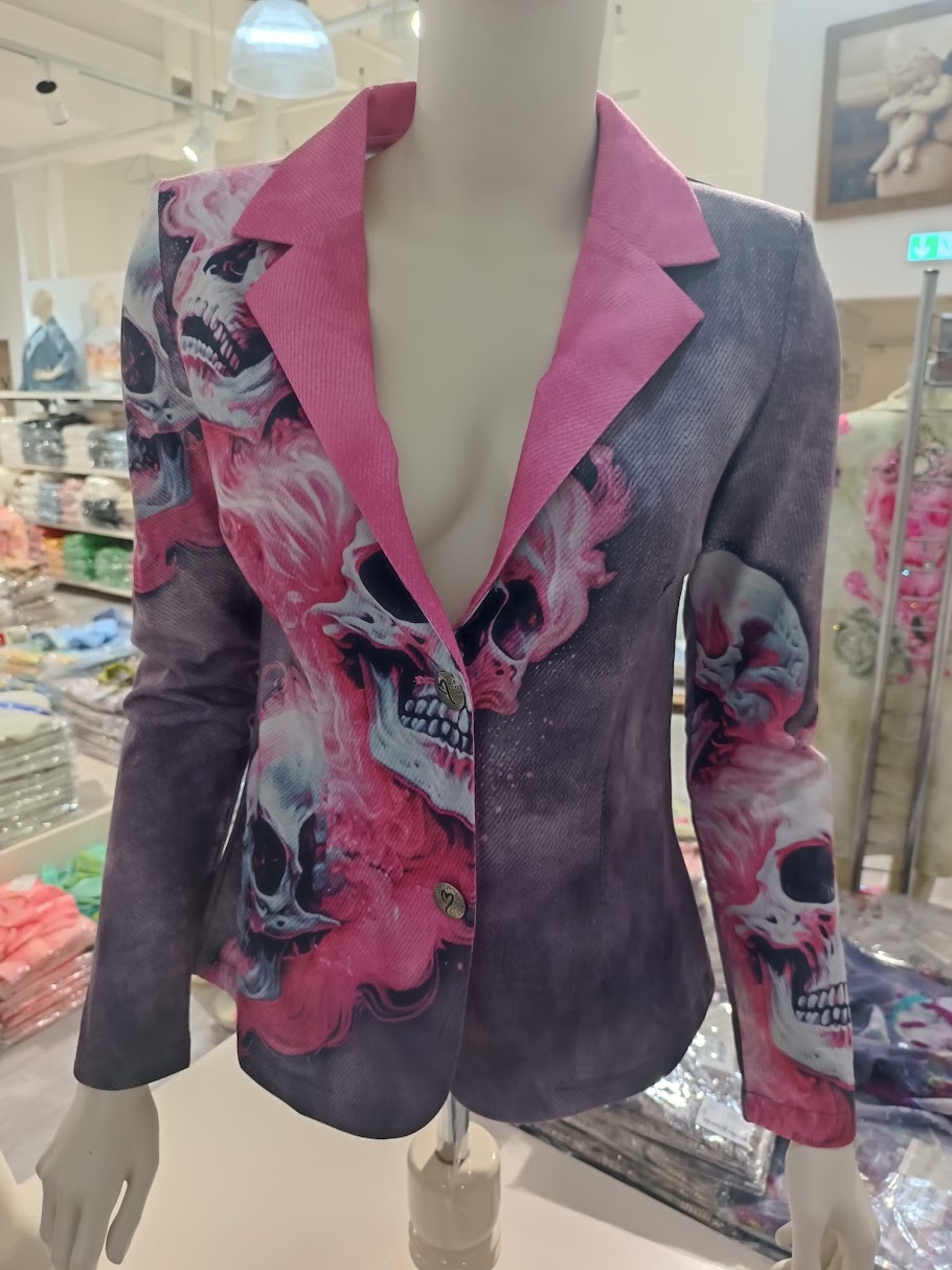 Skull Dreiteiler Pink-Grau mit Glitzersteinen - Missy