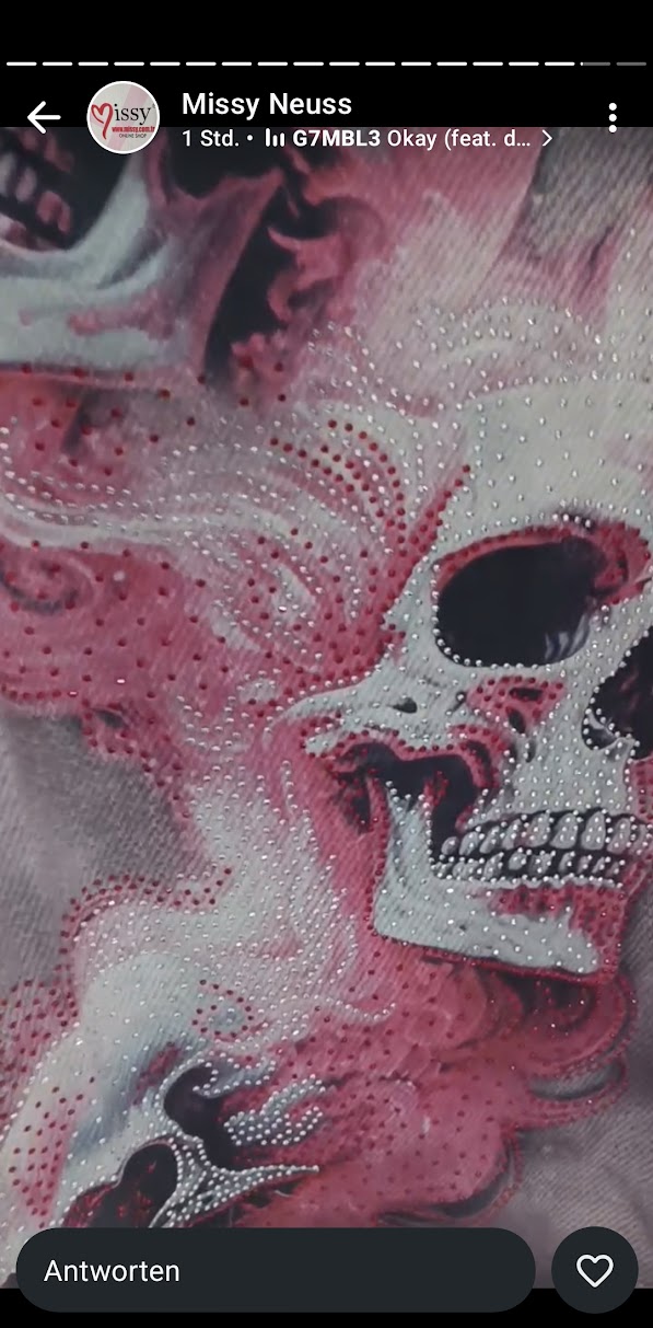 Skull Dreiteiler Pink-Grau mit Glitzersteinen - Missy
