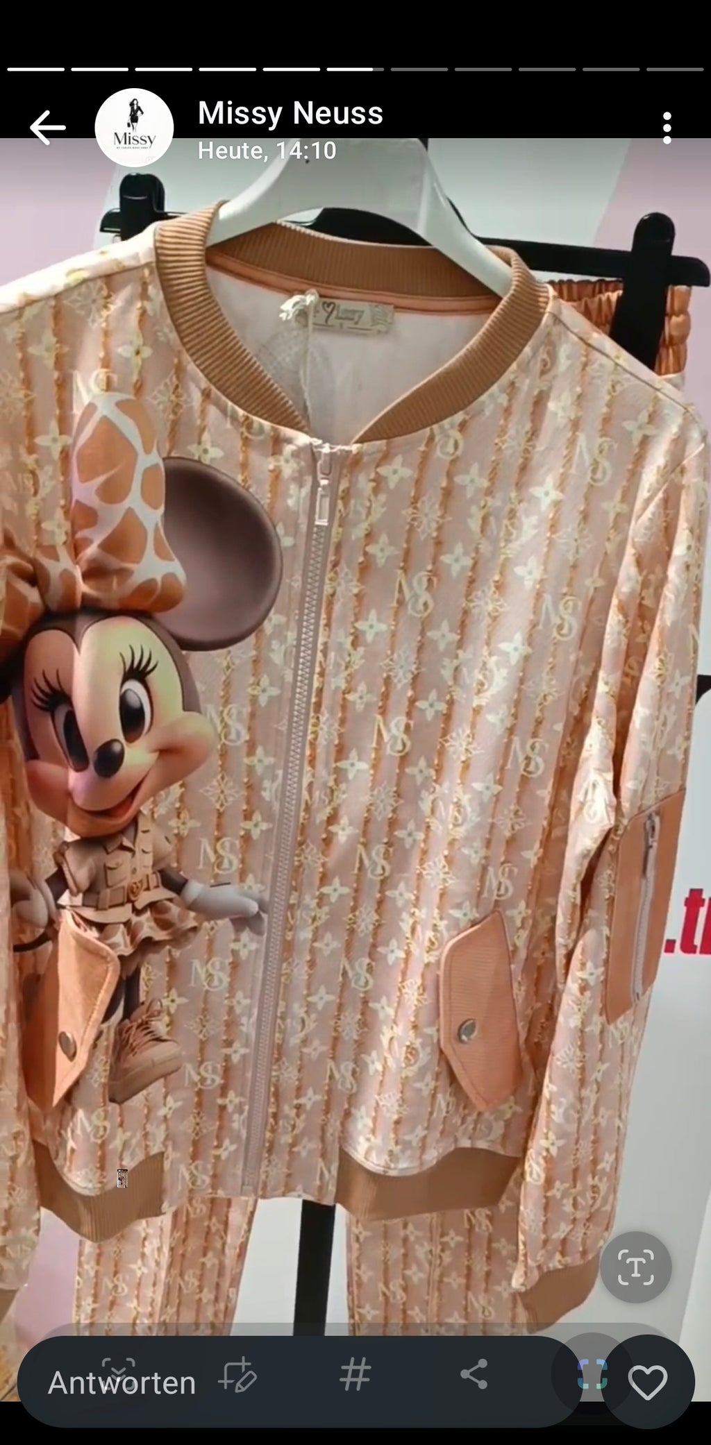 Minnie Mouse Zweiteiler Beige mit Glitzersteinen - Missy