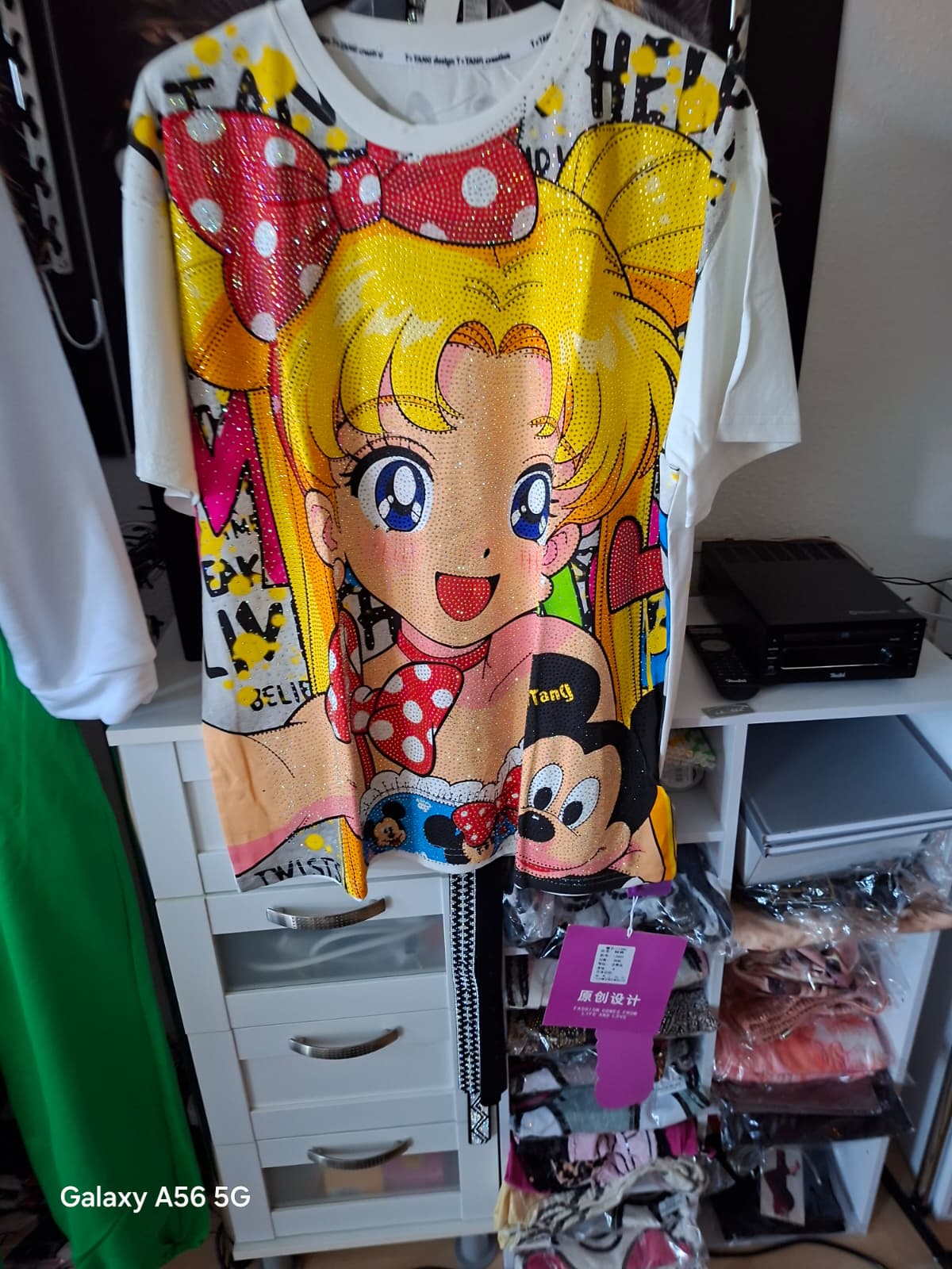 T·Tang Glitzer Shirt Sailor Moon & Mickey XL
