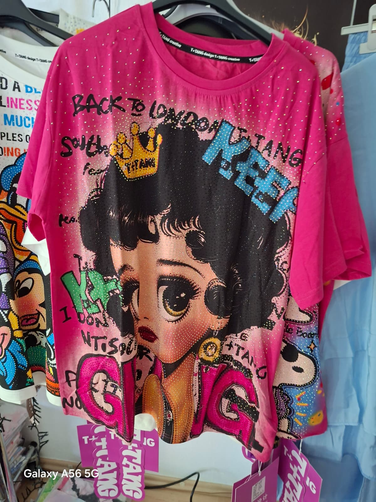 T+Tang Shirt Betty Boop Pink GANG – Glitzer Strass