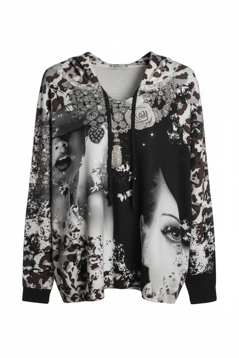 Damen Hoodie Glitzer Dame Detail