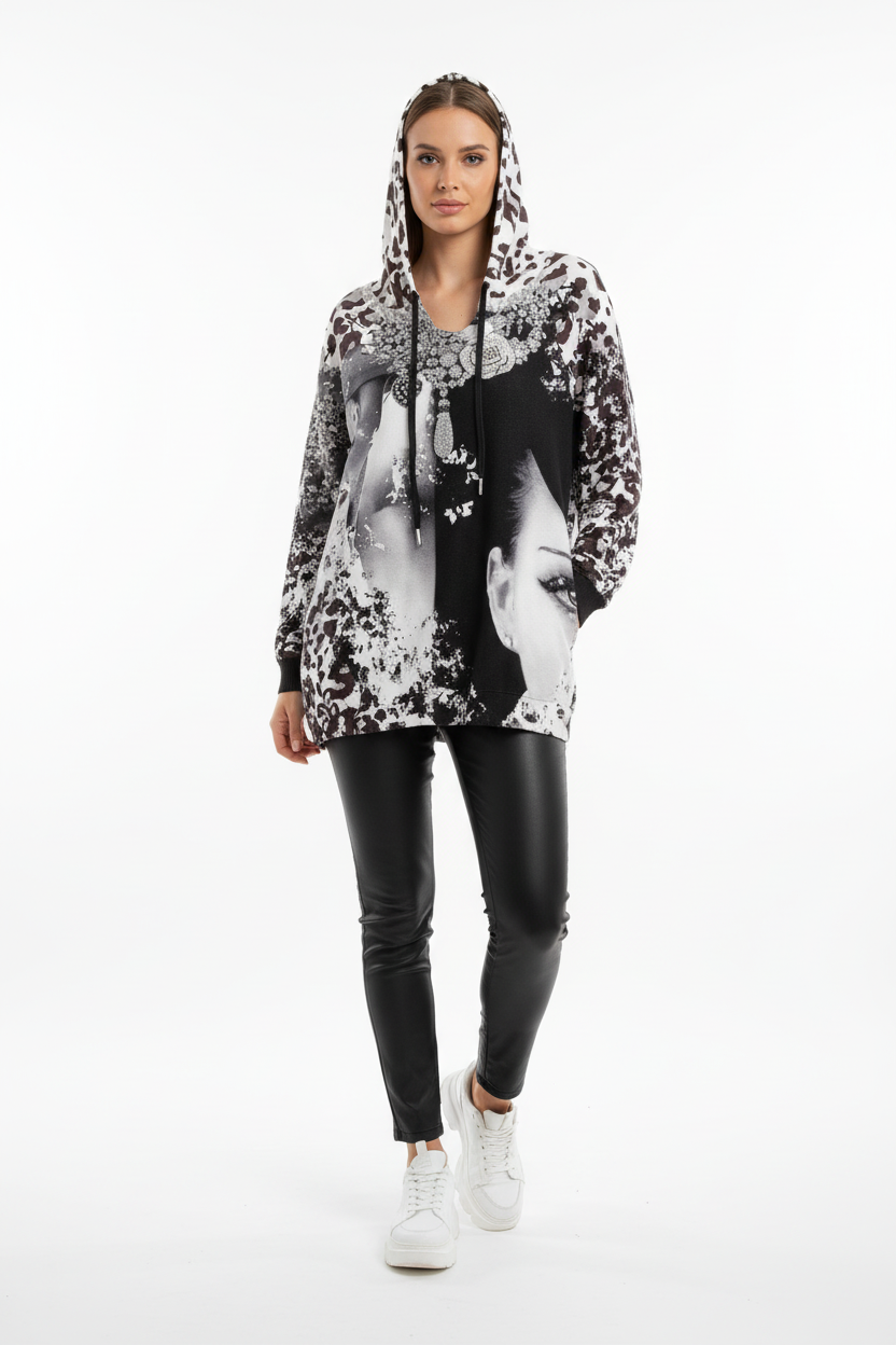 Damen Hoodie Glitzer Dame Lifestyle